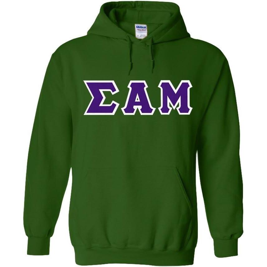 imageGreekgear Sigma Alpha Mu Lettered Hooded SweatshirtForest Green