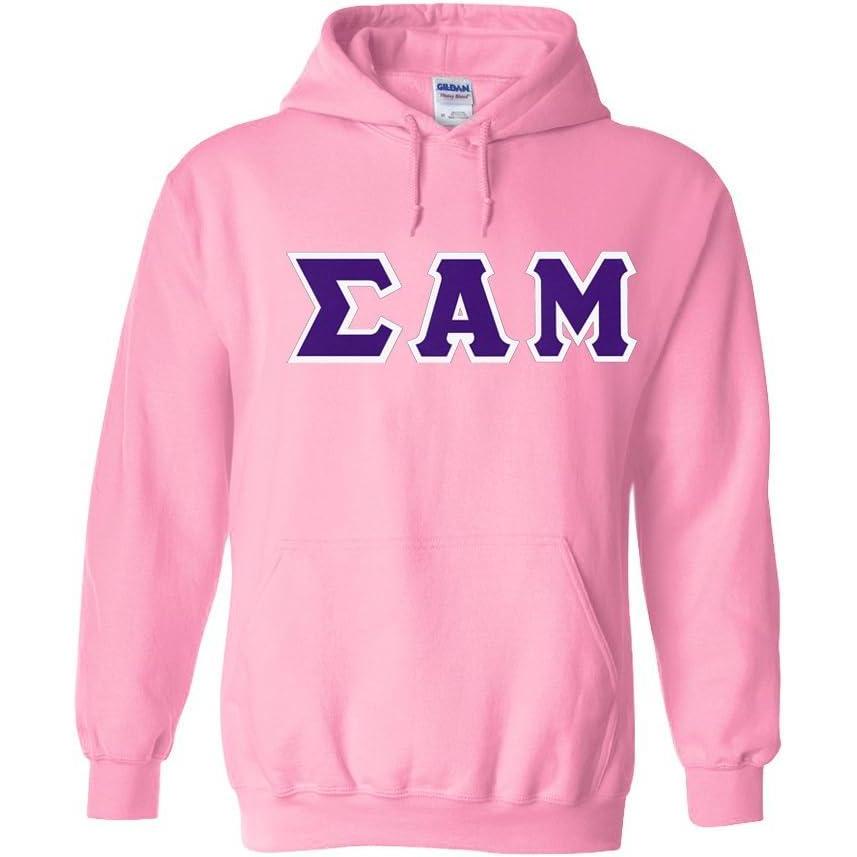 imageGreekgear Sigma Alpha Mu Lettered Hooded SweatshirtLight Pink