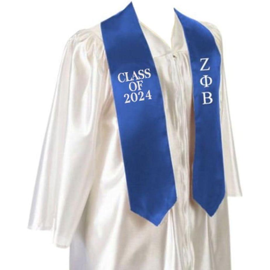 imageGreekgear Zeta Phi Beta Embroidered Graduation Sash Stole Royal Blue