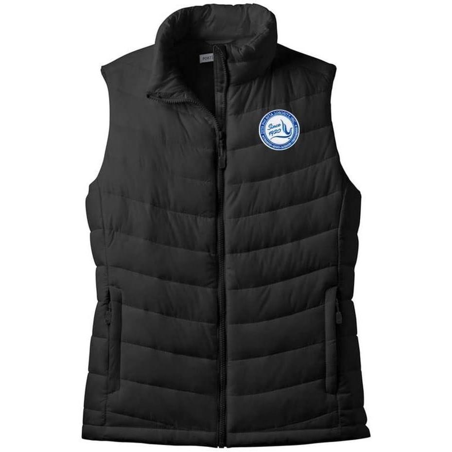 imageGreekgear Zeta Phi Beta Since 1920 Patch Ladies Mission Puffy VestBlack