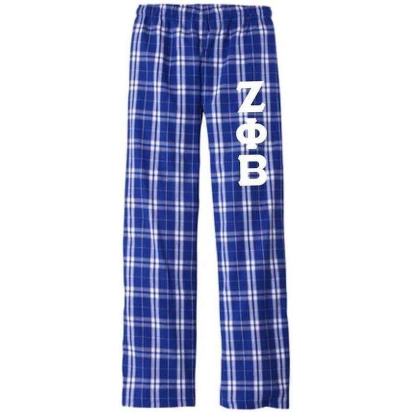 imageGreekgear Zeta Phi Beta Womens Flannel Plaid Pant  PJsRoyal Blue