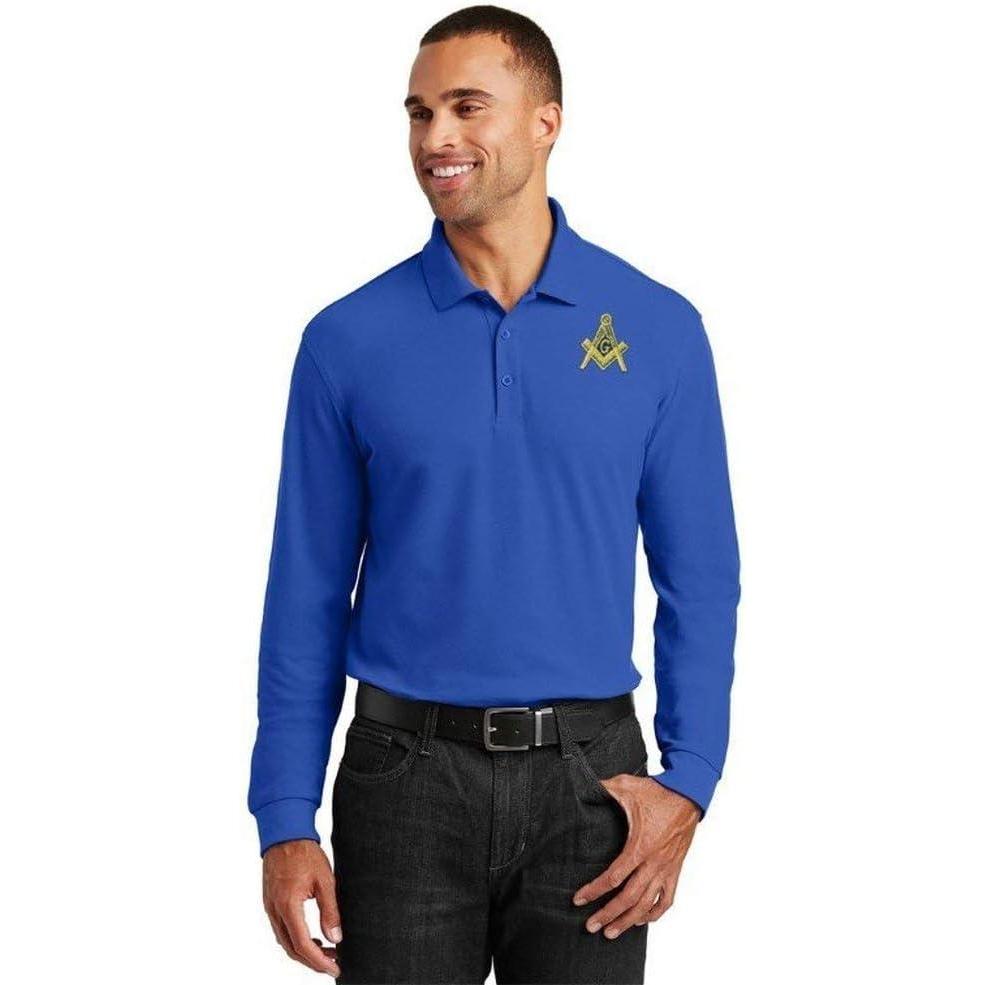 imageMasonFreemason Emblem Long Sleeve PoloRoyal Blue