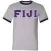 Fiji Lettered Ringer Shirt(Athletic Heather/Navy Blue)