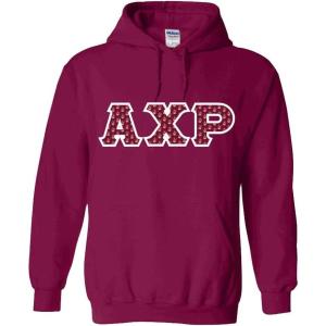Alpha Chi Rho Fraternity Crest Twill Letter Hooded Sweatshirt(Maroon)