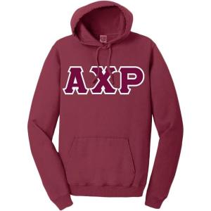 Alpha Chi Rho Pigment-Dyed Lettered Hooded Sweatshirt(Merlot)