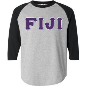 Fiji Lettered Raglan T-Shirt(Grey W/Black)