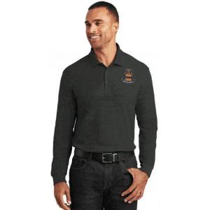 Greekgear Acacia Fraternity Patch Long Sleeve Polo(Black)