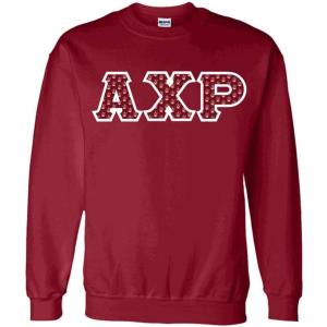 Greekgear Alpha Chi Rho Fraternity Crest Twill Letter Crewneck Sweatshirt(Maroon)