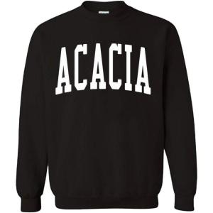 Greekgear Men’s Acacia BIG TEXT Crewneck Sweatshirt Black(Black)