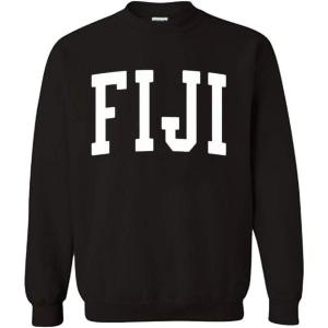 Greekgear Men’s Fiji BIG TEXT Crewneck Sweatshirt Black(Black)