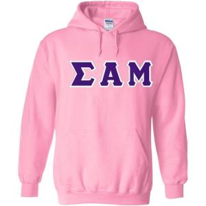 Greekgear Sigma Alpha Mu Lettered Hooded Sweatshirt(Light Pink)