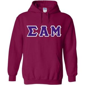 Greekgear Sigma Alpha Mu Lettered Hooded Sweatshirt(Magenta Pink)