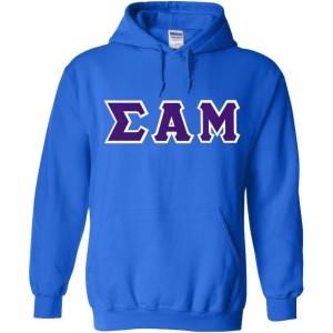 Greekgear Sigma Alpha Mu Lettered Hooded Sweatshirt(Royal Blue)