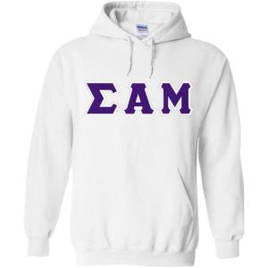 Greekgear Sigma Alpha Mu Lettered Hooded Sweatshirt(White)