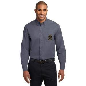 Kappa Delta Phi Crest – Shield Long Sleeve Oxford(Steel Grey/Light Stone)