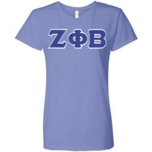 Women’s Zeta Phi Beta Sorority Lettered Short-Sleeve V-Neck T-Shirt(Light Blue)