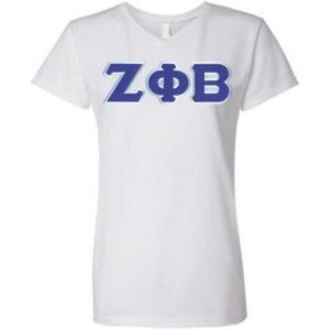 Women’s Zeta Phi Beta Sorority Lettered Short-Sleeve V-Neck T-Shirt(White)
