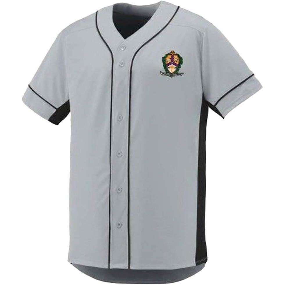 imageAlpha Kappa Lambda Fraternity Crest Slugger Baseball JerseySilverBlack