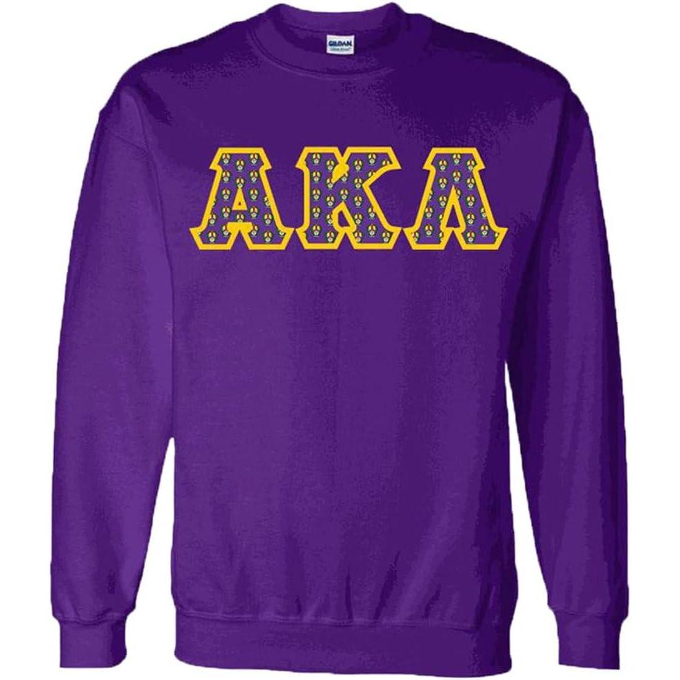 imageAlpha Kappa Lambda Fraternity Crest Twill Letter Crewneck SweatshirtPurple