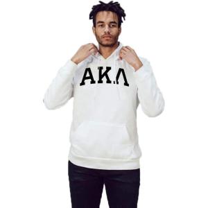 Alpha Kappa Lambda Arched Greek Letter Hooded Sweatshirt(White)