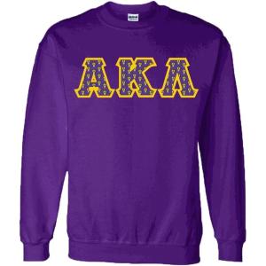 Alpha Kappa Lambda Fraternity Crest Twill Letter Crewneck Sweatshirt(Purple)