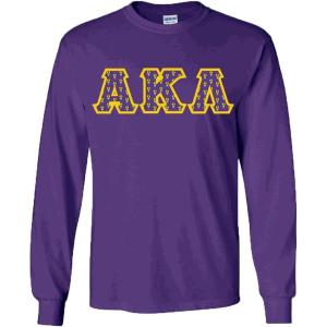 Alpha Kappa Lambda Fraternity Crest Twill Letter Longsleeve Tee(Purple)