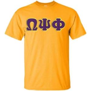 Omega Psi Phi Lettered T-Shirt(Gold)