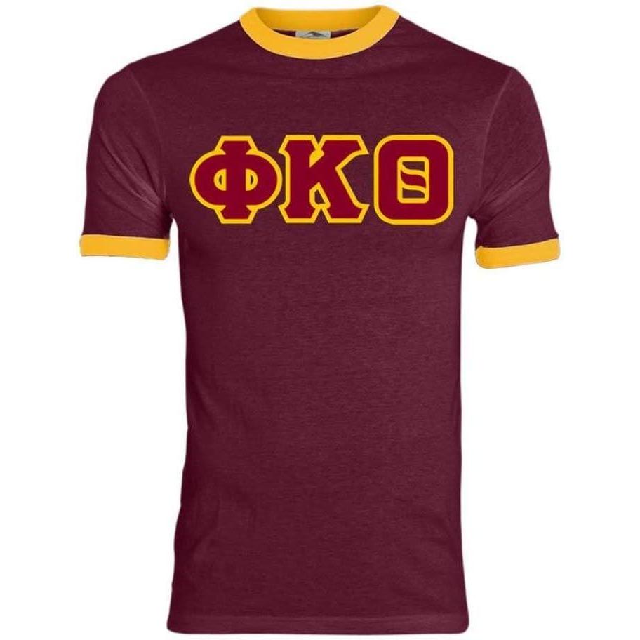 imagePhi Kappa Theta Lettered Ringer ShirtMaroonGold