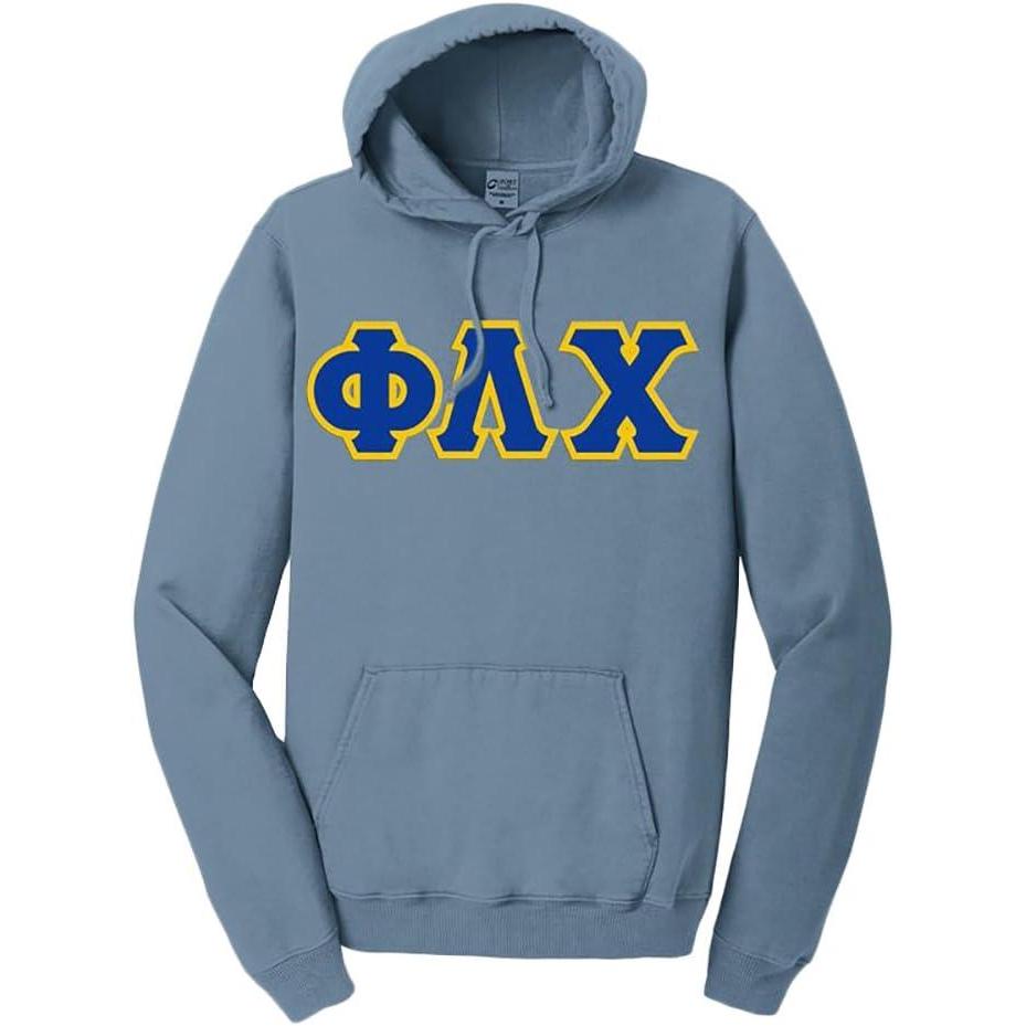 imagePhi Lambda Chi PigmentDyed Lettered Hooded SweatshirtMist