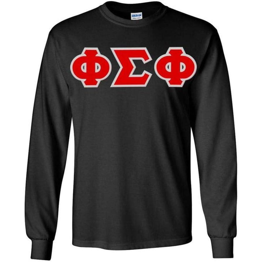 imagePhi Sigma Phi Greek Letter Twill Long Sleeve TeeBlack