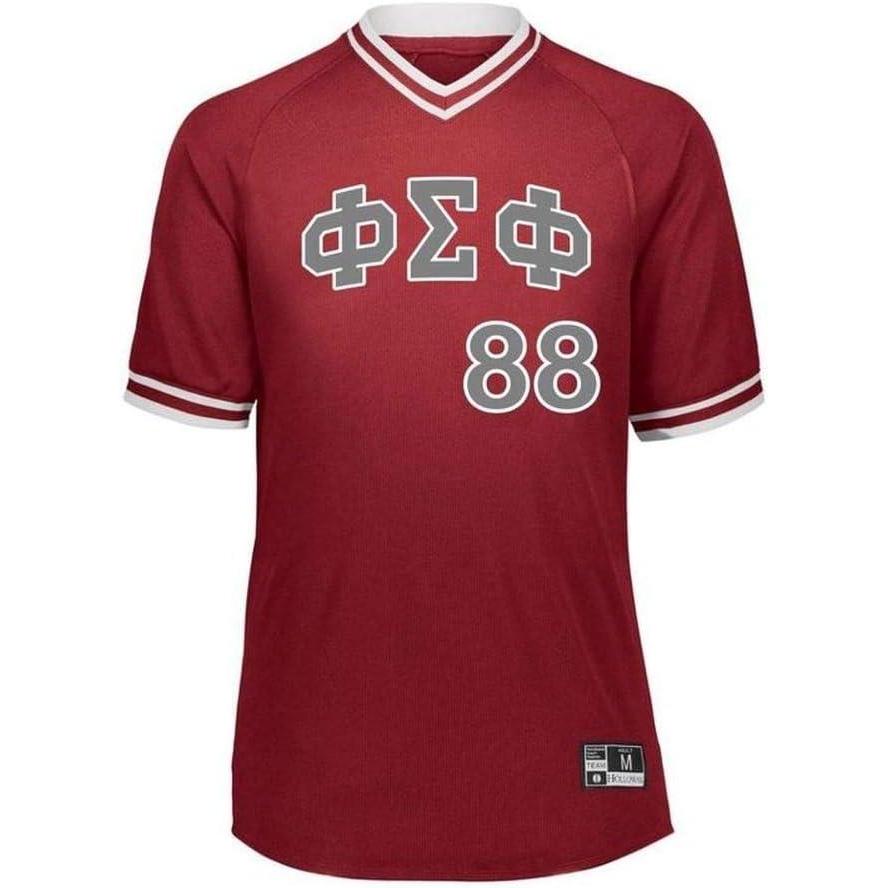 imagePhi Sigma Phi Retro VNeck Baseball JerseyMaroonWhite