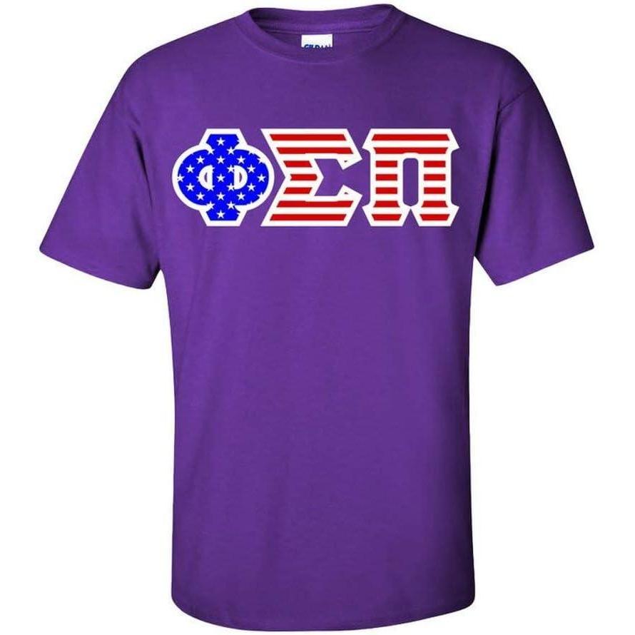 imagePhi Sigma Pi Greek Letter American Flag TeePurple
