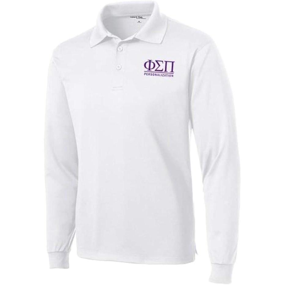 imagePhi Sigma Pi World Famous Long Sleeve Dry Fit PoloWhite
