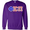 Phi Sigma Pi Greek Letter American Flag Crewneck(Purple)