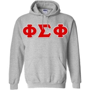 Greekgear Phi Sigma Phi Lettered Twill Hoodie(Sports Grey)