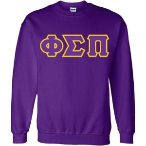Greekgear Phi Sigma Pi Sewn Lettered Crewneck Sweatshirt(Purple)