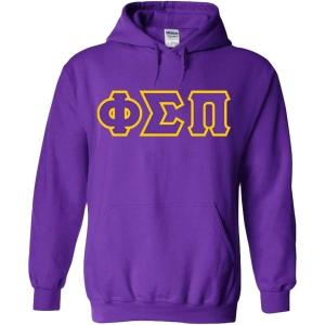 Greekgear Phi Sigma Pi Sewn Lettered Hooded Sweatshirts(Purple)