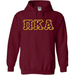 PI Kappa Alpha Pike Fraternity Crest Twill Letter Hooded Sweatshirt(Maroon)