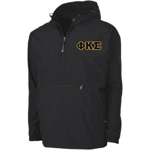 Phi Kappa Sigma Tackle Twill Lettered Pack N Go Pullover(Black)