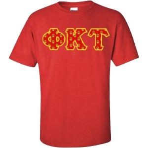 Phi Kappa Tau Fraternity Crest Twill Letter Tee(Red)