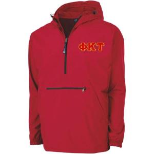 Phi Kappa Tau Tackle Twill Lettered Pack N Go Pullover(Red)