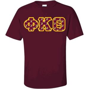Phi Kappa Theta Fraternity Crest Twill Letter Tee(Maroon)