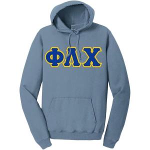 Phi Lambda Chi Pigment-Dyed Lettered Hooded Sweatshirt(Mist)