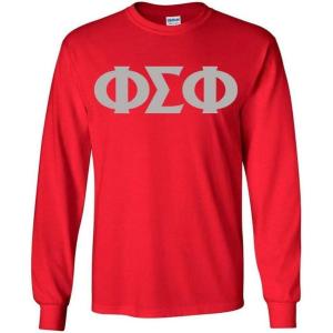 Phi Sigma Phi Greek Letter Longsleeve Tee(Red)