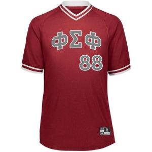 Phi Sigma Phi Retro V-Neck Baseball Jersey(Maroon/White)