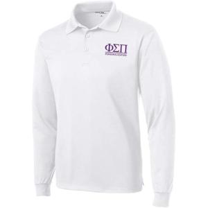 Phi Sigma Pi World Famous Long Sleeve Dry Fit Polo(White)