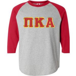 Pi Kappa Alpha Lettered Raglan T-Shirt(Grey W/Red)