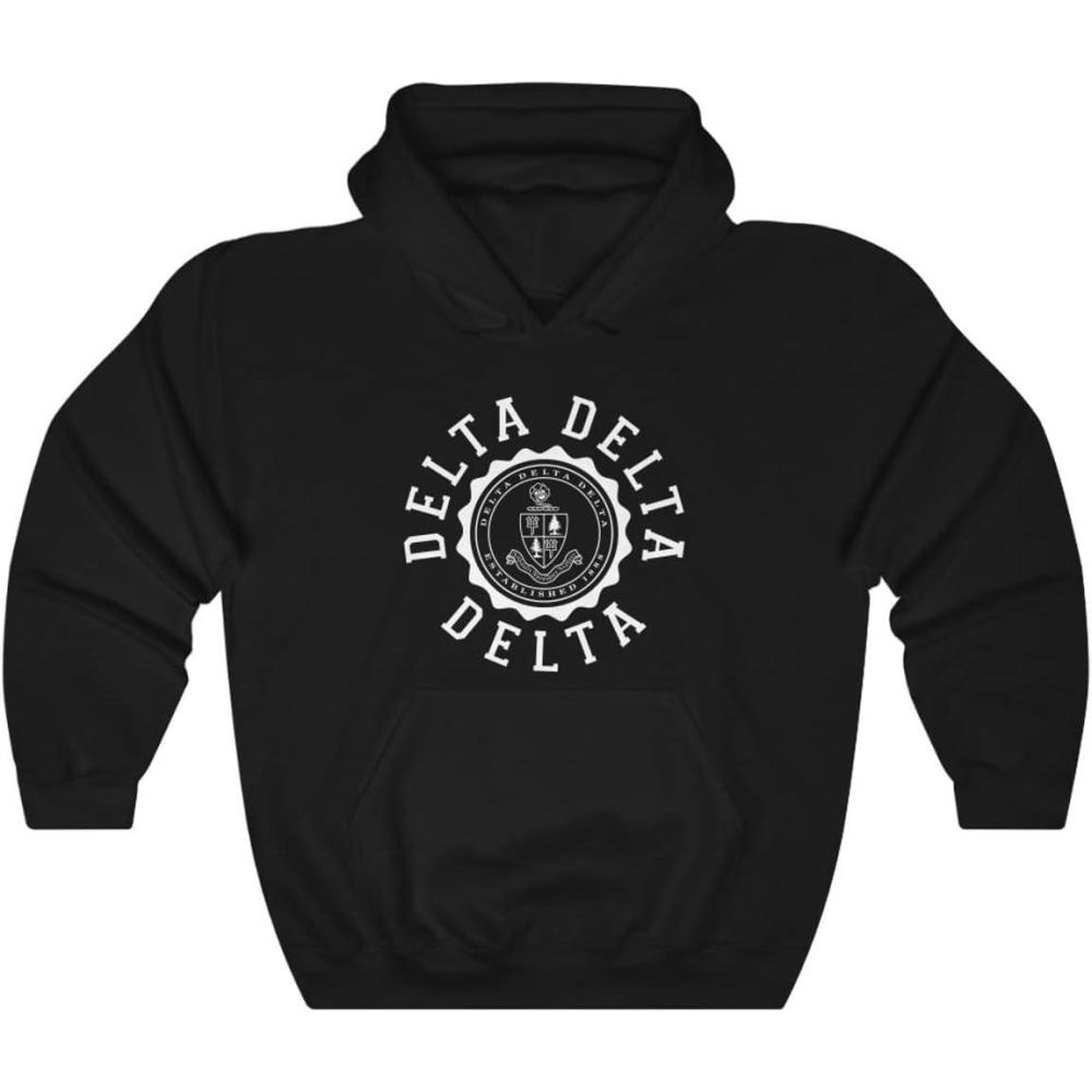 imageGreekgear Delta Delta Delta Unisex College Seal HoodieBlack