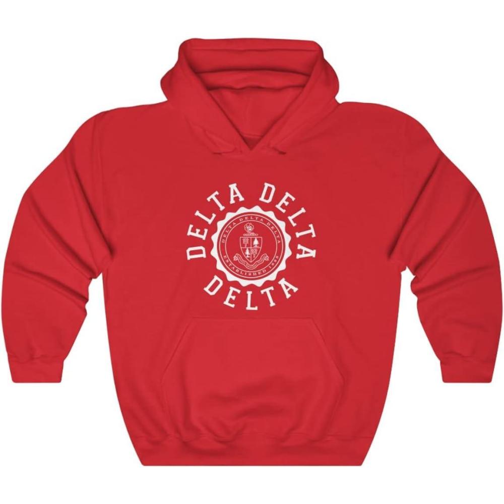 imageGreekgear Delta Delta Delta Unisex College Seal HoodieRed