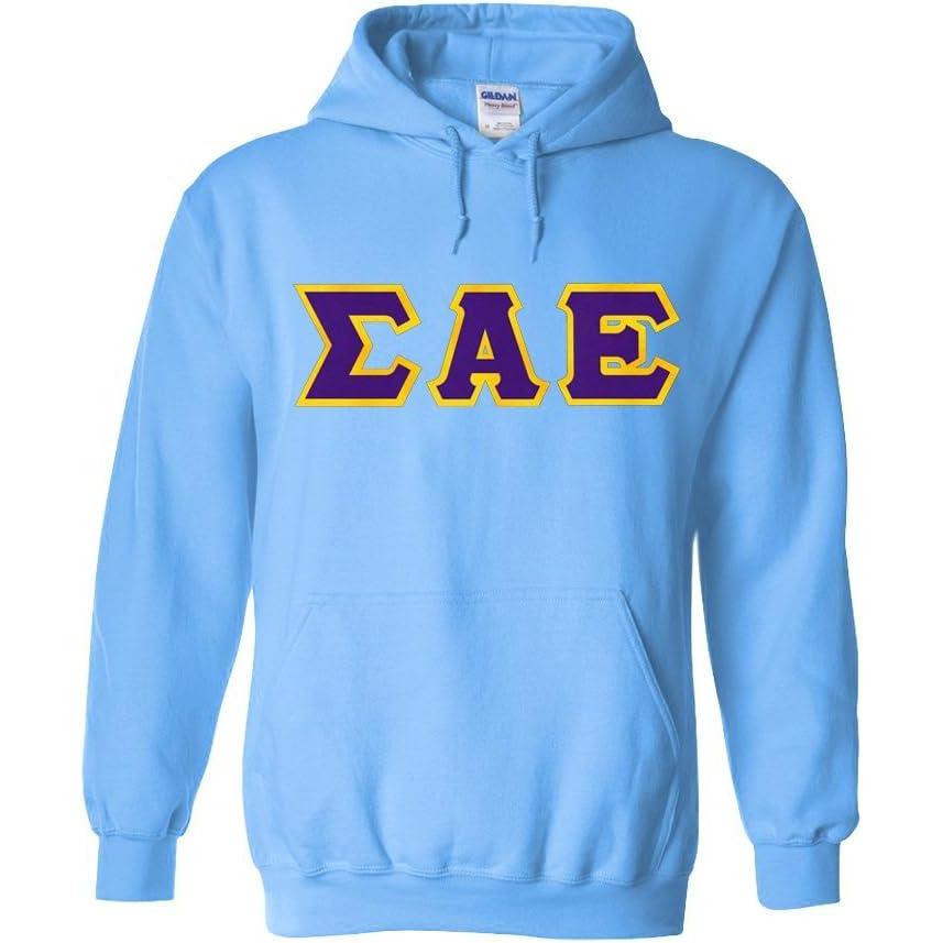 imageGreekgear Sigma Alpha Epsilon Lettered Hooded SweatshirtLight Blue